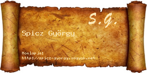 Spicz György névjegykártya